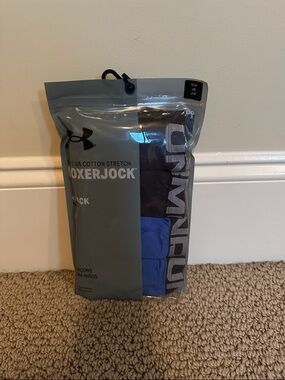 Under Armour boys Boxerjock Cotton Stretch 4-Pack - Black & Blue